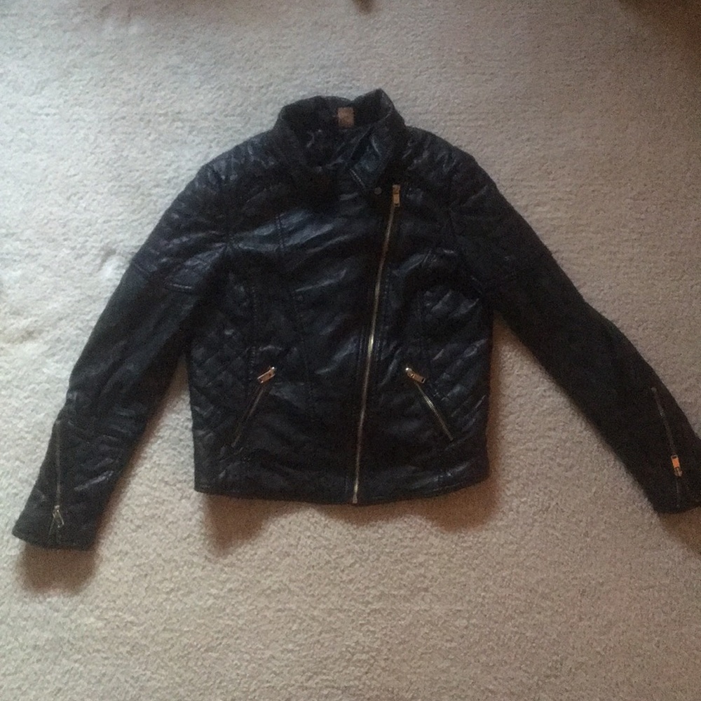 Short Black Leather Biker Jacket